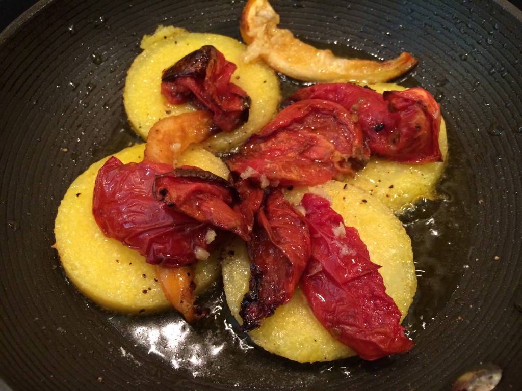 Organic Polenta cooked with roasted tomatoes