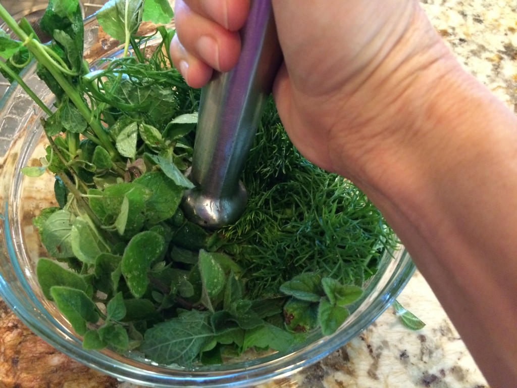 Muddle the herbs