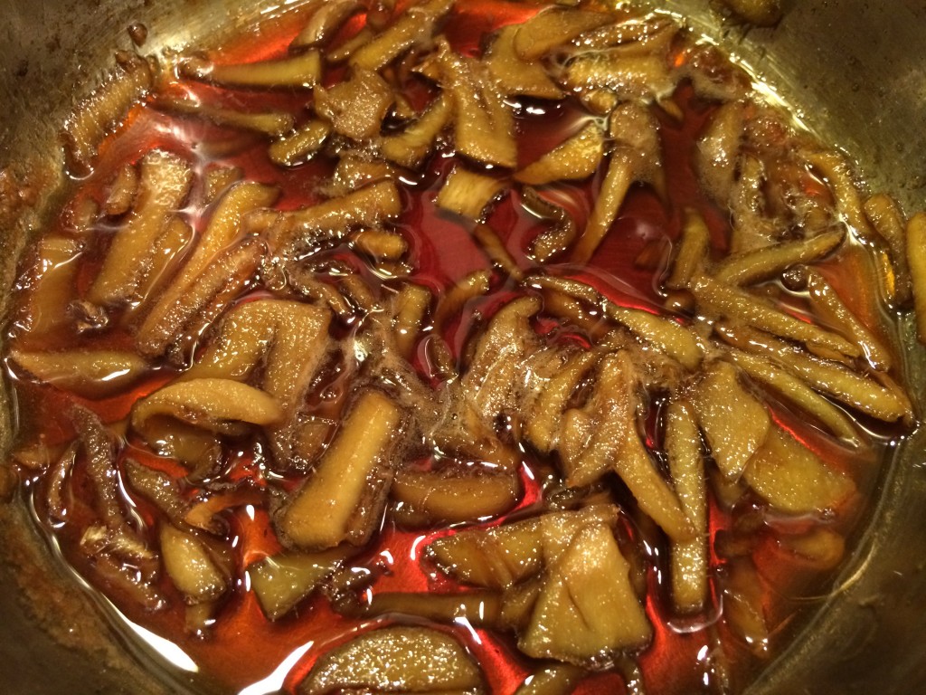 Beautifully caramelized ginger pieces.