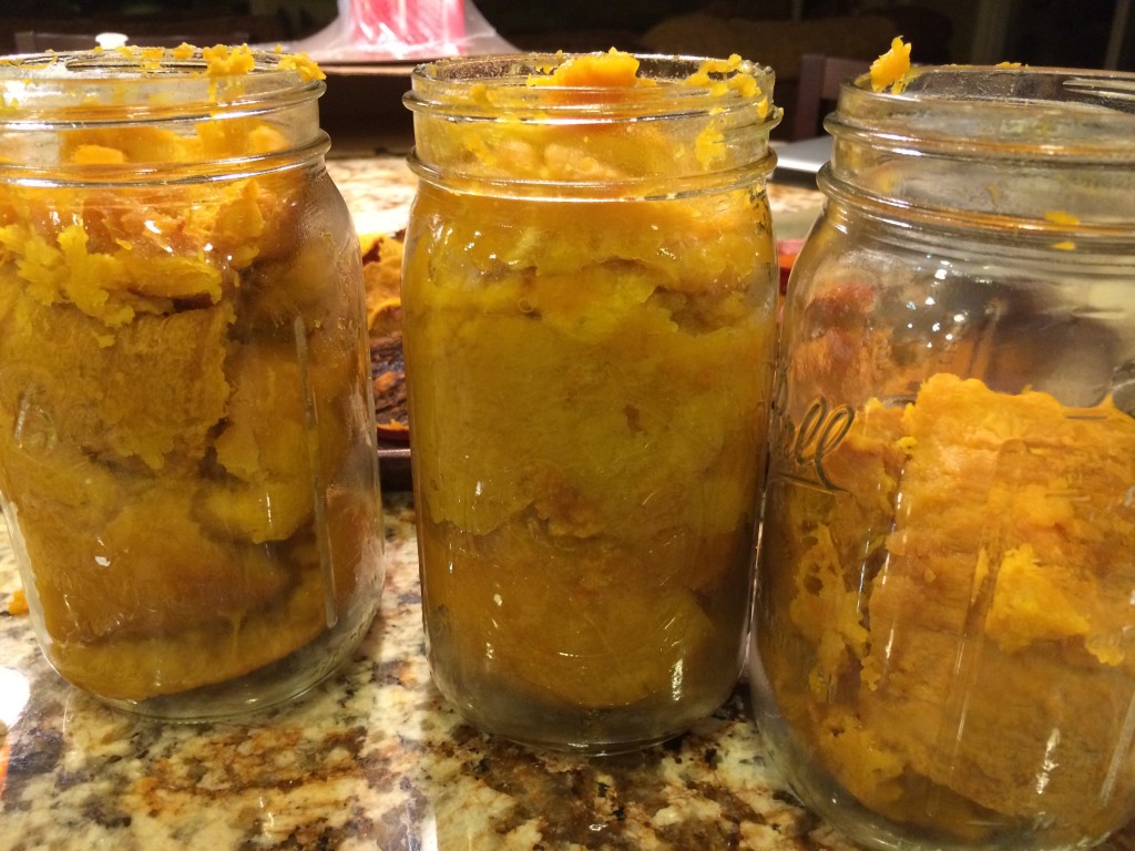 Jars of baked pumpkin